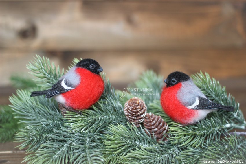 Снегири — Валяные игрушки из шерсти: сухое валяние (фото 7)