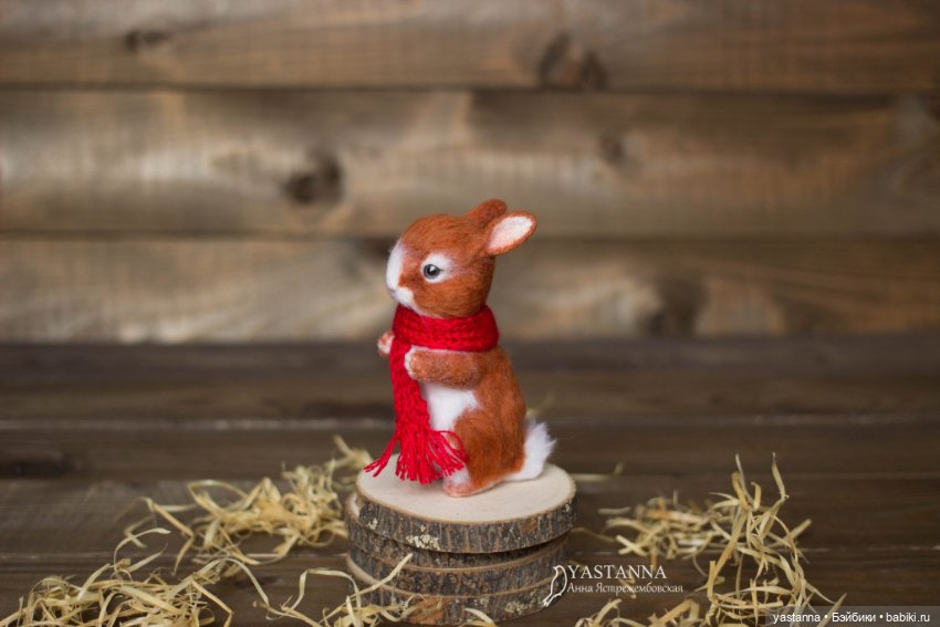 Зайка — Валяные игрушки из шерсти: сухое валяние (фото 5)