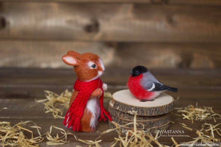 Зайка — Валяные игрушки из шерсти: сухое валяние