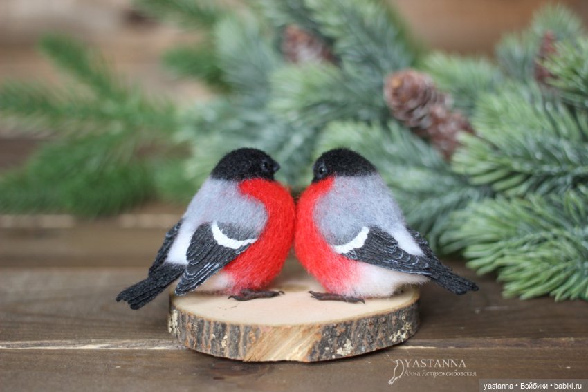 Снегири — Валяные игрушки из шерсти: сухое валяние (фото 3)