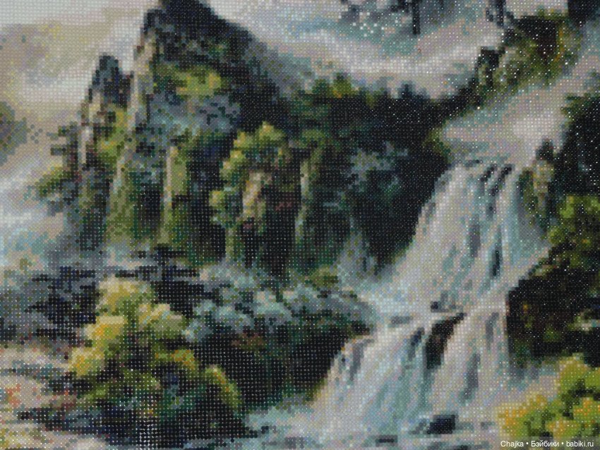 Шикарная большая картина \ алмазная мозаика "Водопад" (120\50 см) (фото 5)