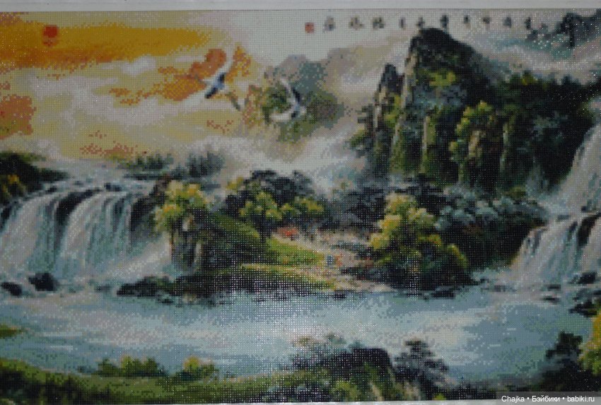 Шикарная большая картина \ алмазная мозаика "Водопад" (120\50 см) (фото 4)