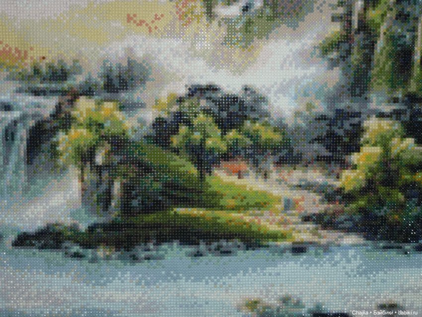 Шикарная большая картина \ алмазная мозаика "Водопад" (120\50 см) (фото 7)