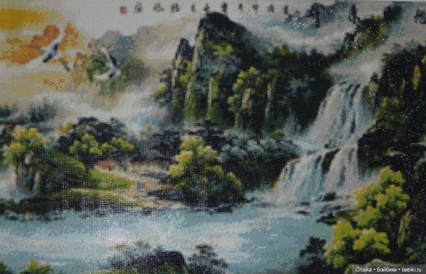 Шикарная большая картина \ алмазная мозаика "Водопад" (120\50 см) (фото 6)
