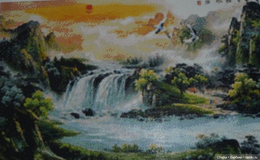 Шикарная большая картина \ алмазная мозаика "Водопад" (120\50 см)