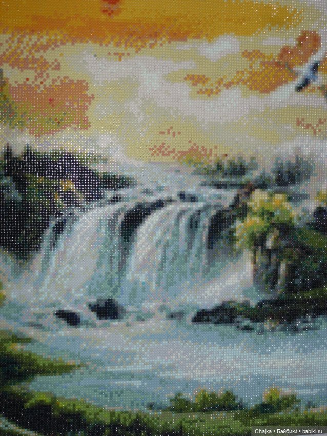 Шикарная большая картина \ алмазная мозаика "Водопад" (120\50 см)