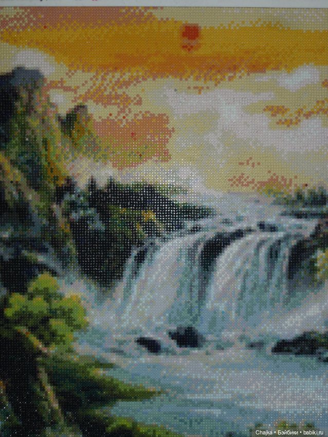 Шикарная большая картина \ алмазная мозаика "Водопад" (120\50 см)