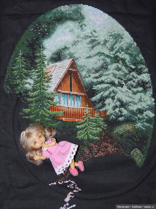История одной вышивки. "Домик в лесу" (фото 10)