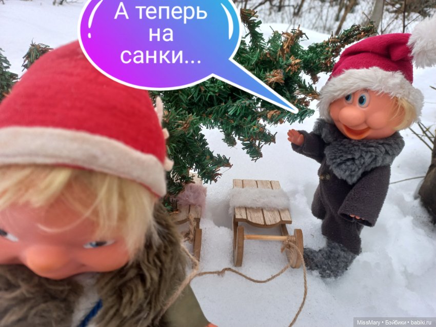 Весёлые картинки. "На саночках за ёлочкой"
