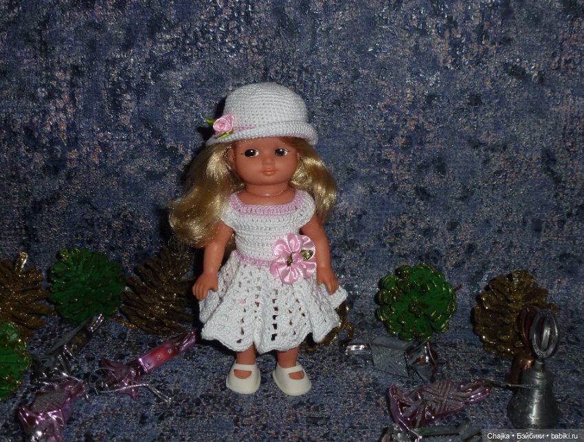 Авторский вязаный наряд на куклу ГДР 19 см (AHG) (фото 8)