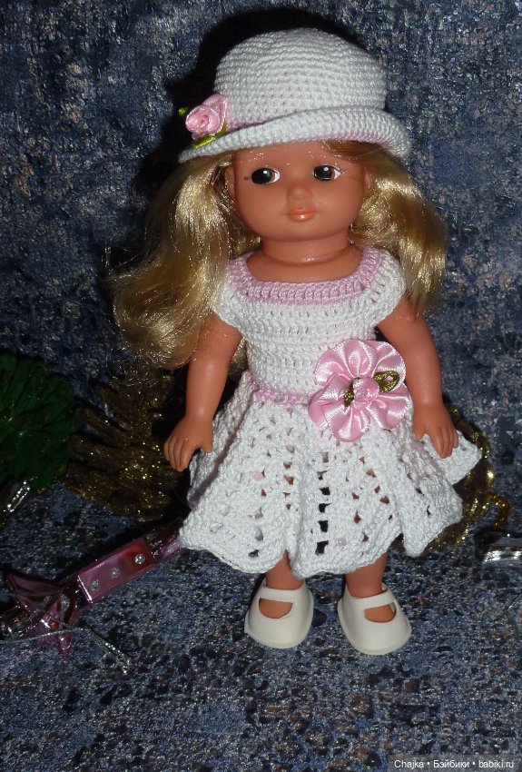 Авторский вязаный наряд на куклу ГДР 19 см (AHG) (фото 7)
