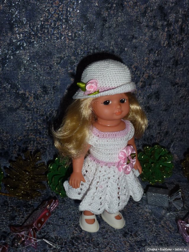 Авторский вязаный наряд на куклу ГДР 19 см (AHG) (фото 6)