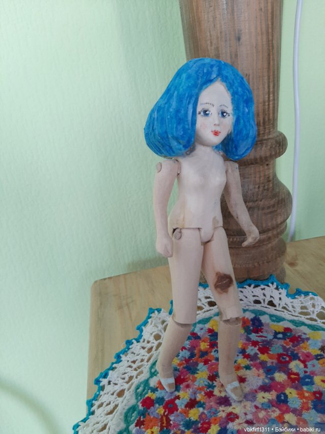 Мальвина - куколка из дерева к Рождеству (фото 4)