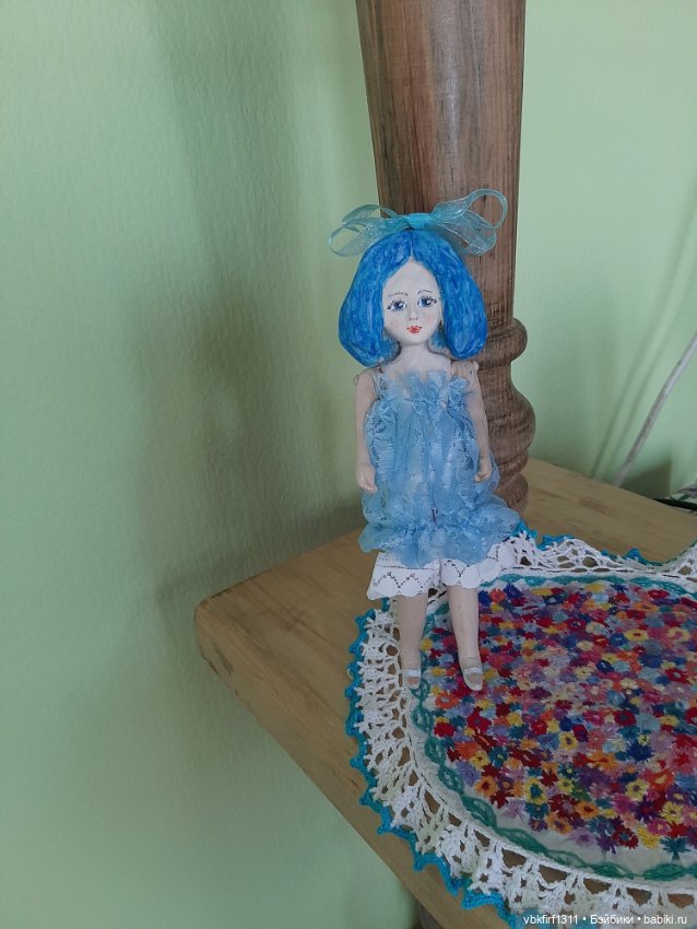 Мальвина - куколка из дерева к Рождеству (фото 6)