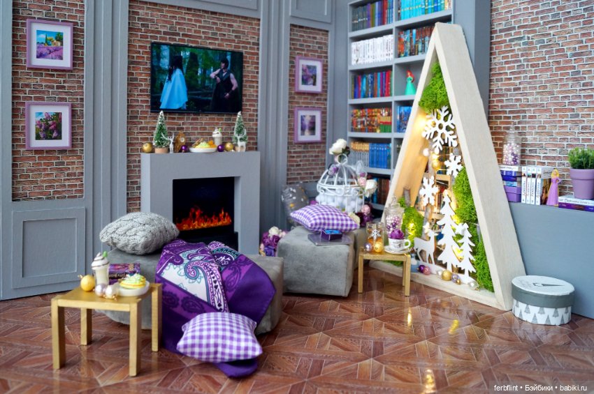 Лофт, сирень и Новый год — Румбоксы и кукольные интерьеры: фото