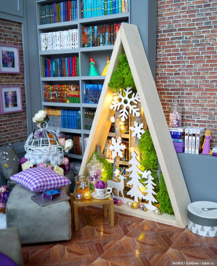 Лофт, сирень и Новый год — Румбоксы и кукольные интерьеры: фото (фото 3)