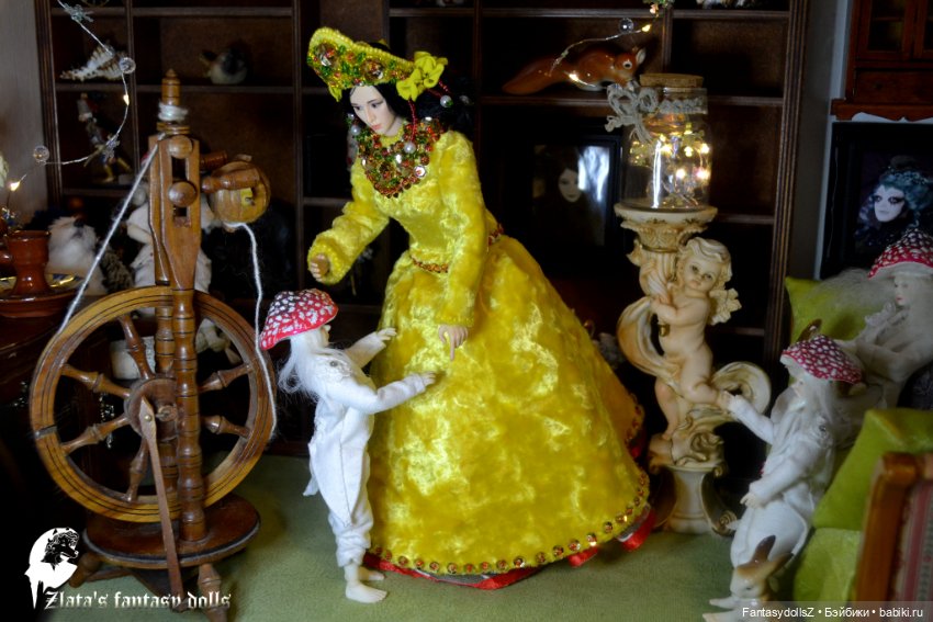 Платье и кокошник из винтажного плюша для Phicen (фото 10)