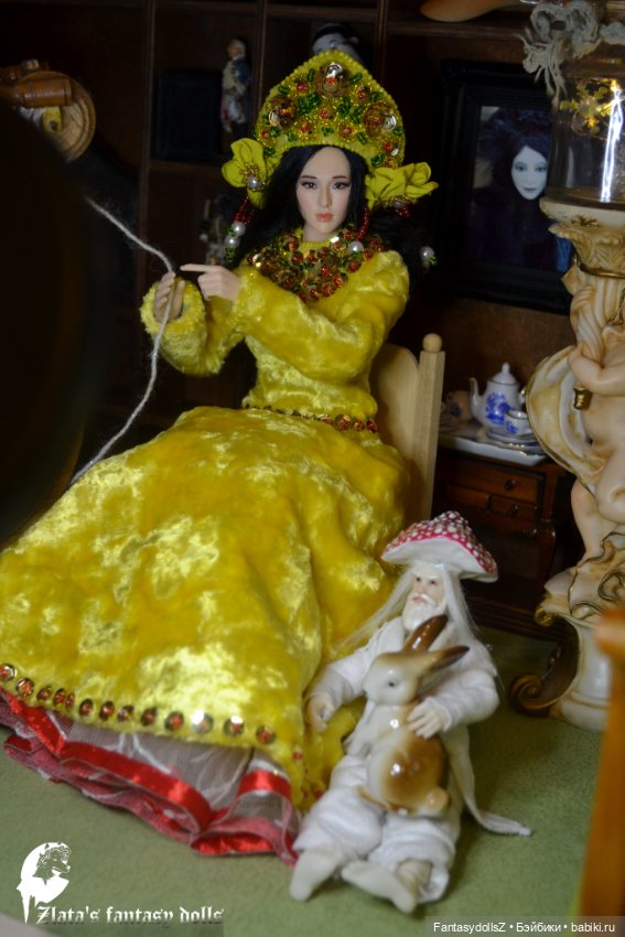 Платье и кокошник из винтажного плюша для Phicen (фото 5)