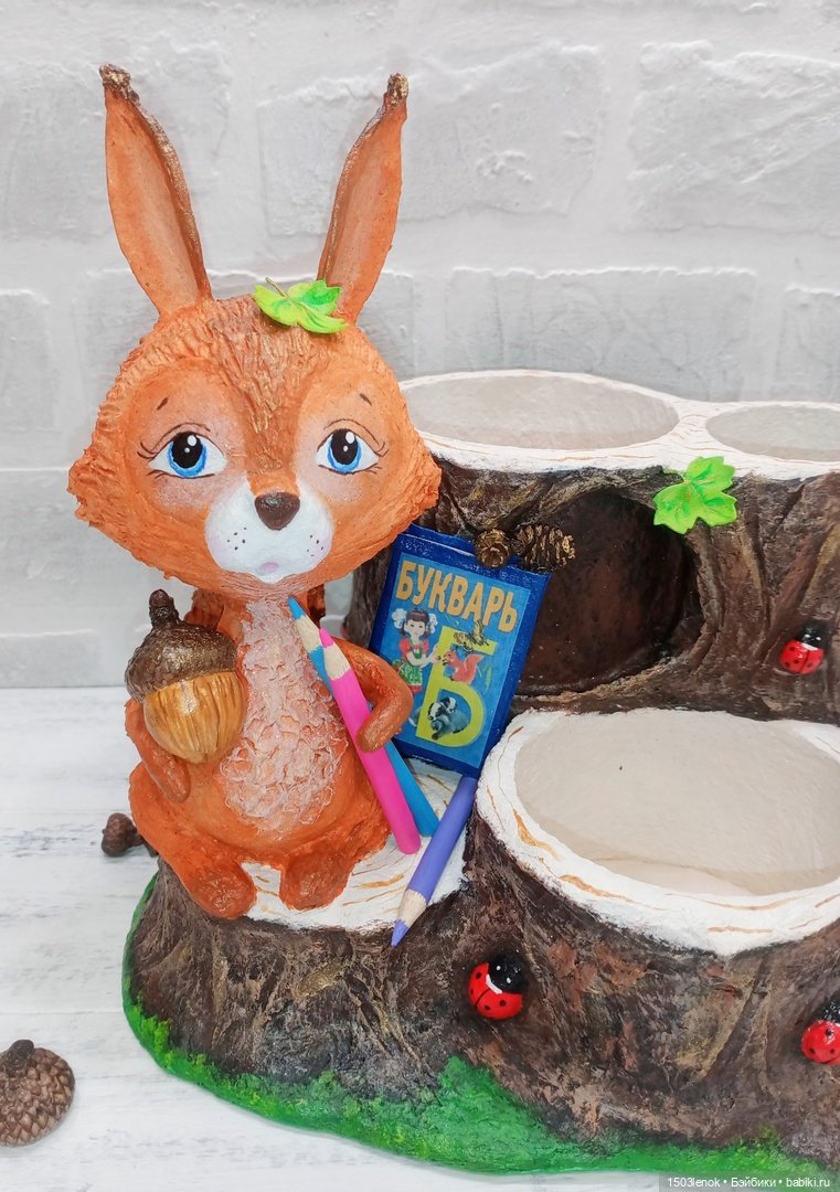 Органайзер с белочкой — Лепка авторских игрушек и папье (фото 3)