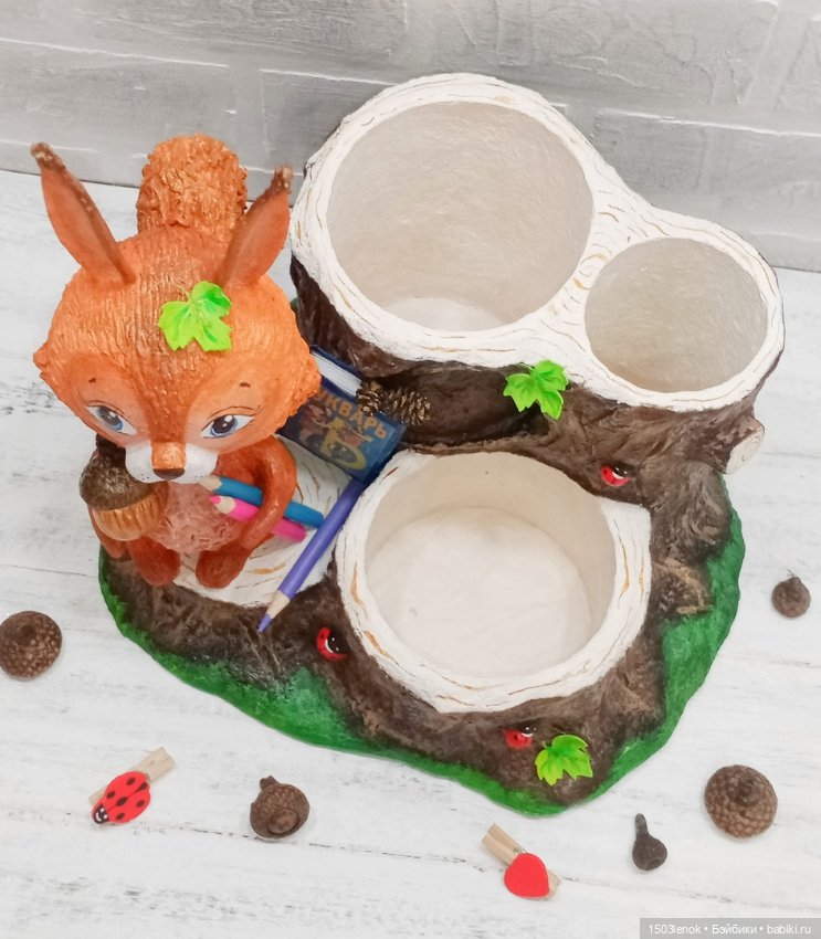 Органайзер с белочкой — Лепка авторских игрушек и папье (фото 10)