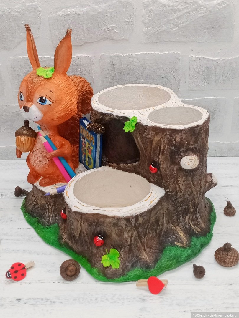 Органайзер с белочкой — Лепка авторских игрушек и папье