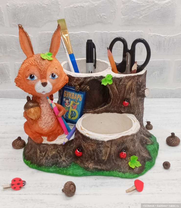 Органайзер с белочкой — Лепка авторских игрушек и папье