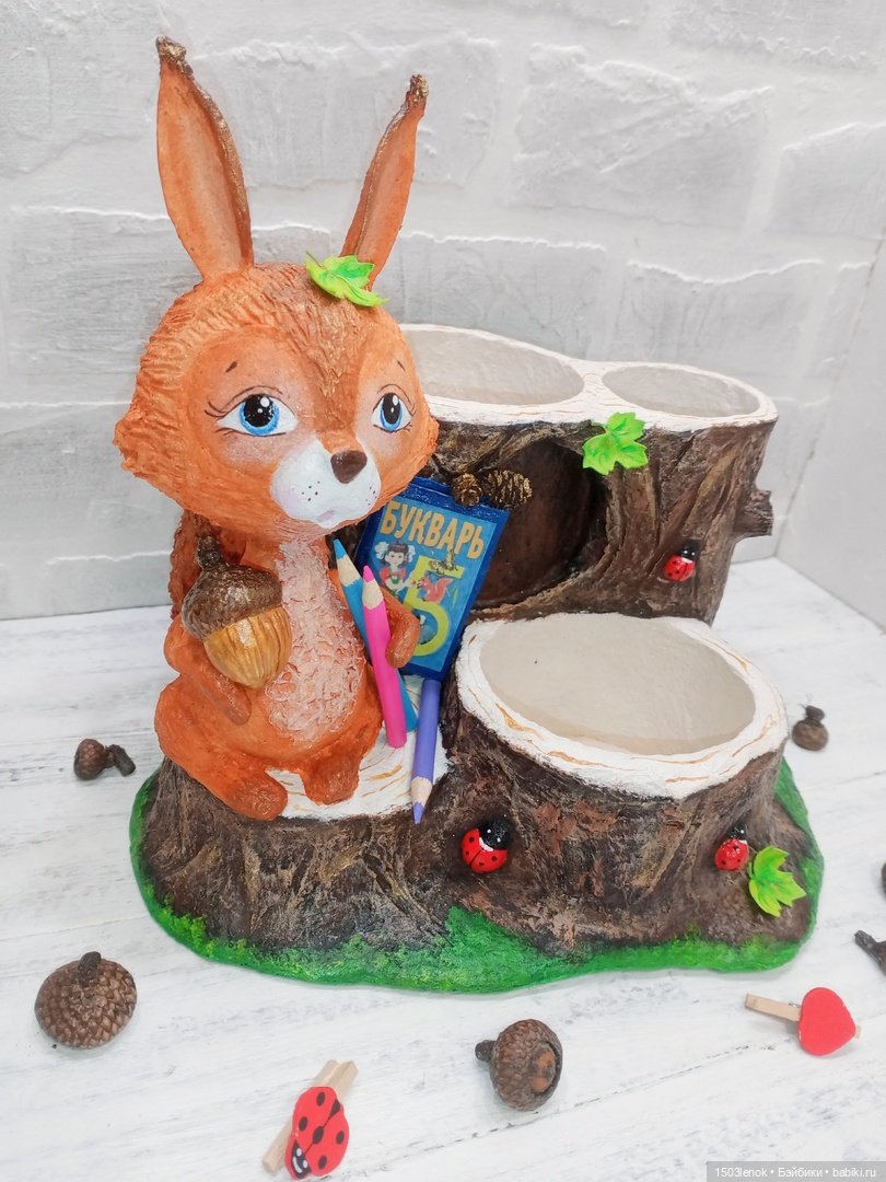 Органайзер с белочкой — Лепка авторских игрушек и папье (фото 2)