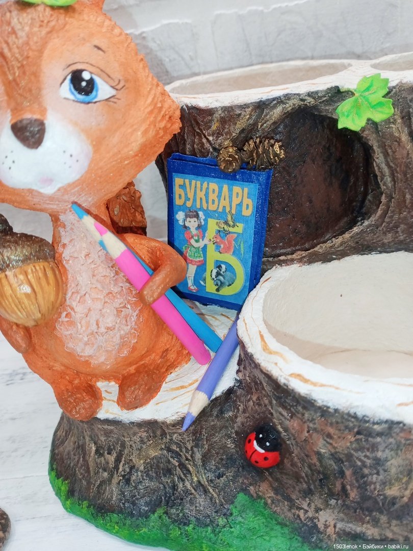 Органайзер с белочкой — Лепка авторских игрушек и папье (фото 6)