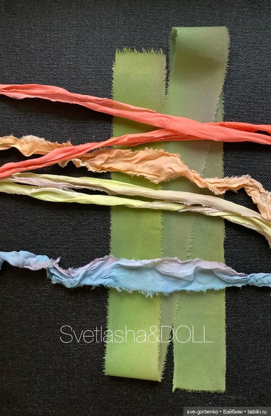 Шёлковые ленточки ручного окрашивания (фото 7)