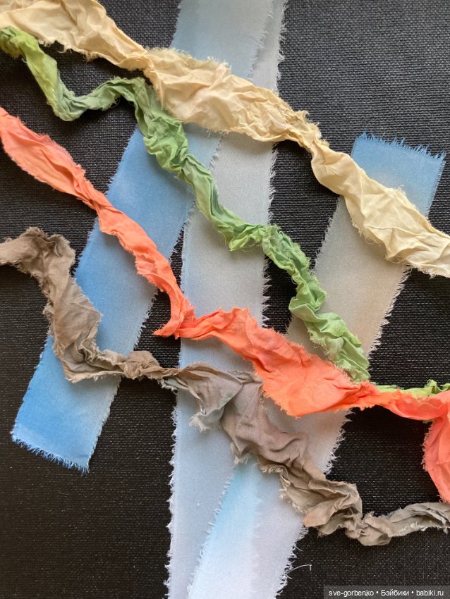 Шёлковые ленточки ручного окрашивания (фото 8)