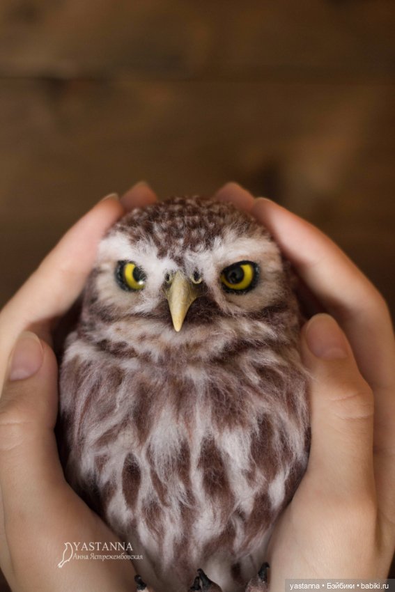 Сычик — Валяные игрушки из шерсти: сухое валяние