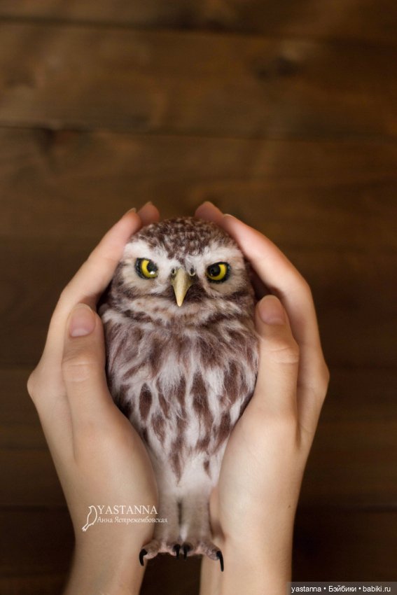 Сычик — Валяные игрушки из шерсти: сухое валяние