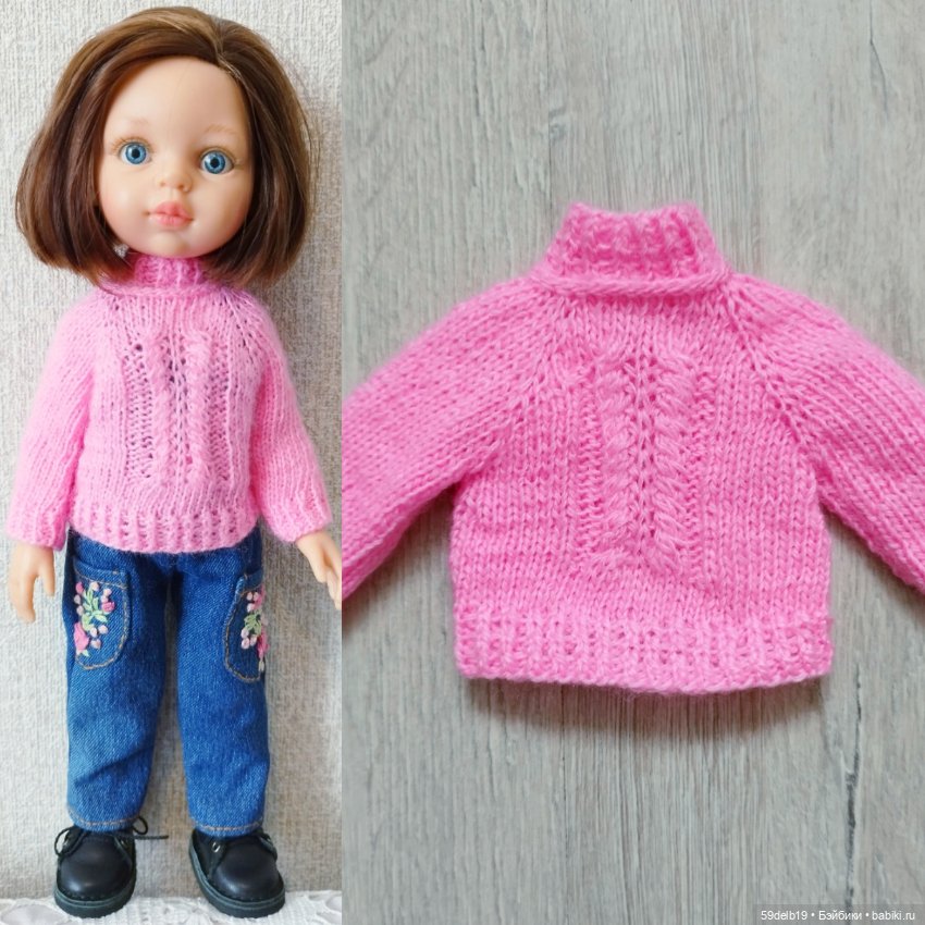 У паолочек новый комплект: джинсовый комбинезончик с вышивкой и розовый свитерок