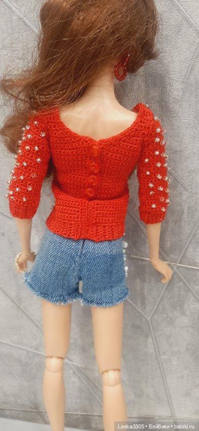 Свитер с бусинами — Одежда и обувь для кукол своими руками: фото (фото 6)