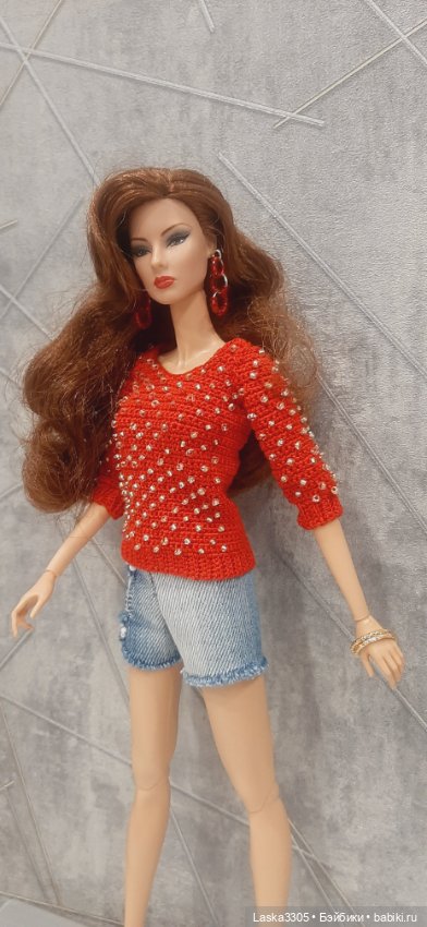 Свитер с бусинами — Одежда и обувь для кукол своими руками: фото (фото 2)