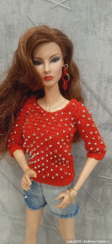 Свитер с бусинами — Одежда и обувь для кукол своими руками: фото (фото 4)
