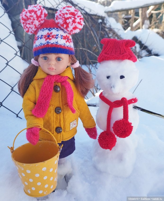 Зима продолжается. Паолочки и снеговик (фото 5)