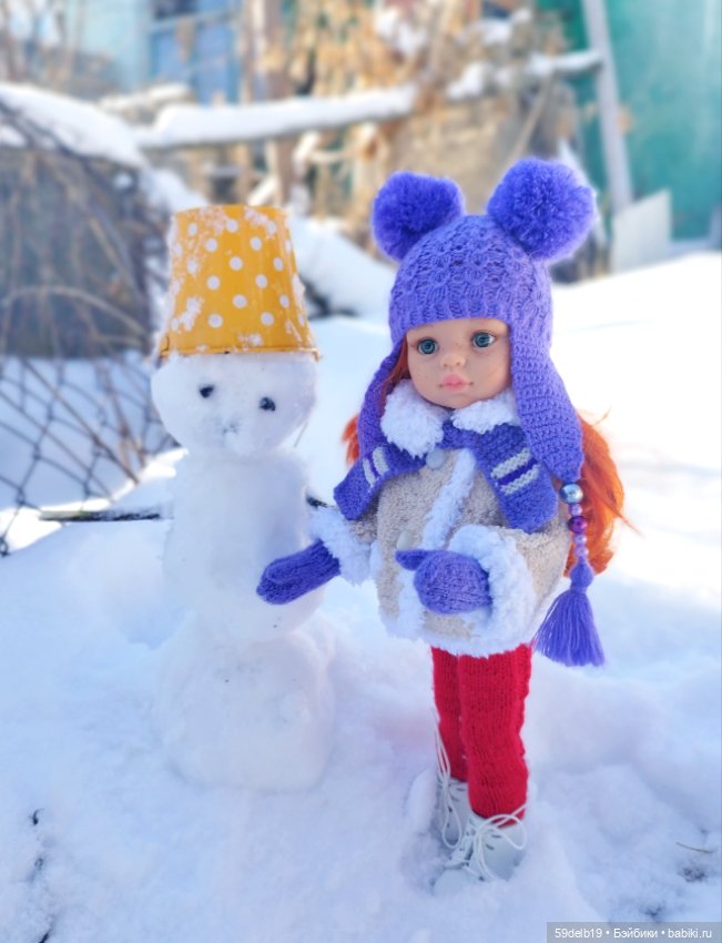 Зима продолжается. Паолочки и снеговик (фото 3)