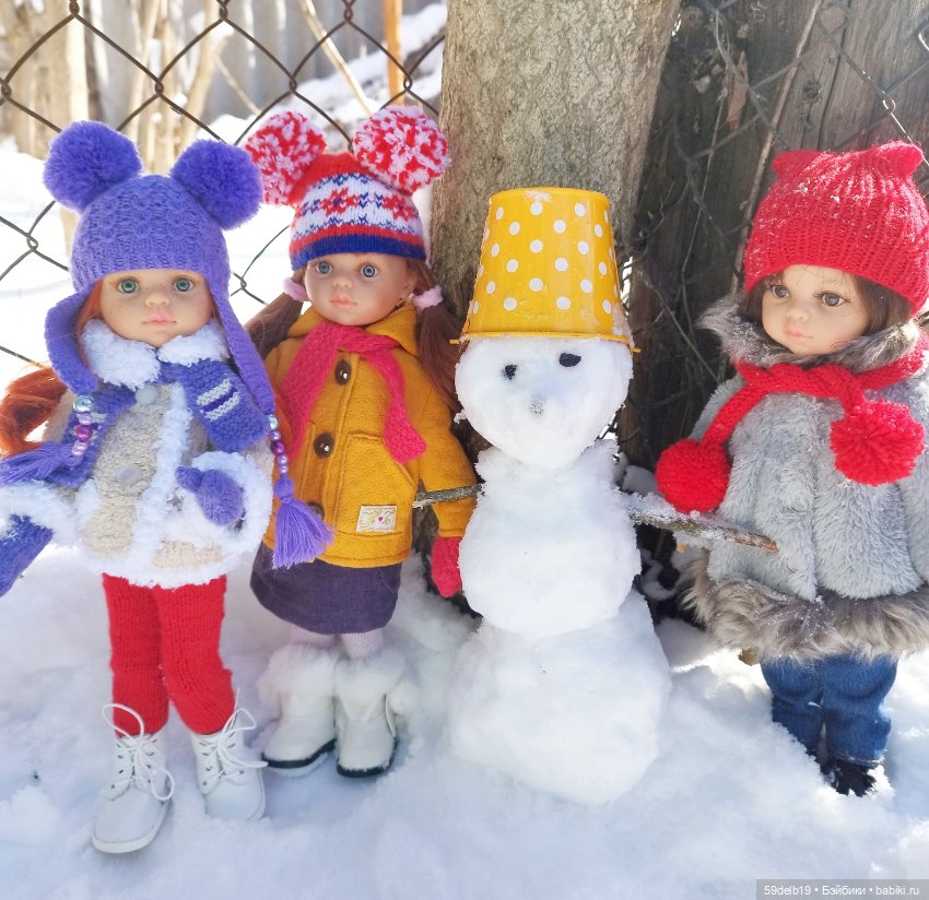 Зима продолжается. Паолочки и снеговик (фото 7)