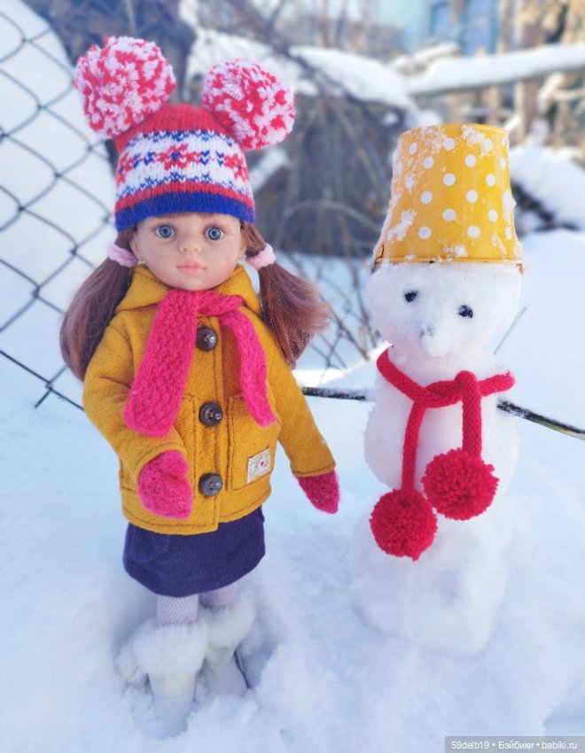 Зима продолжается. Паолочки и снеговик (фото 4)