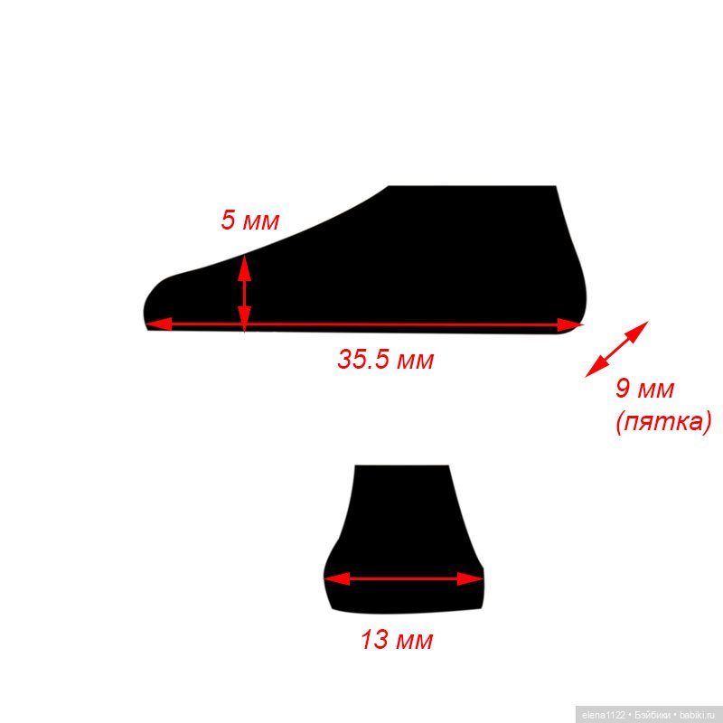 Обувь по размерам. Колодка № 2