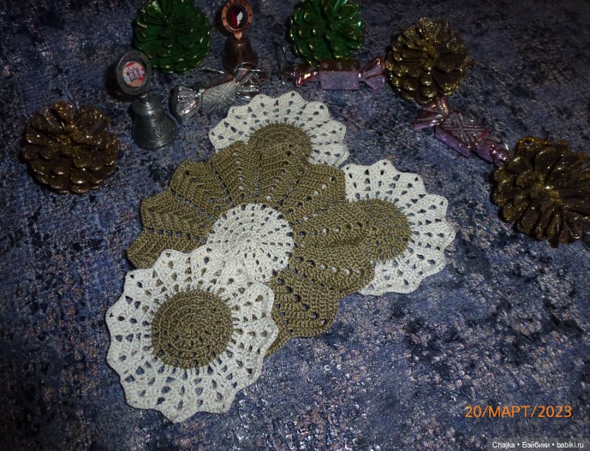 "ЯХРОМА" - набор из 4 вязаных салфеток (фото 3)