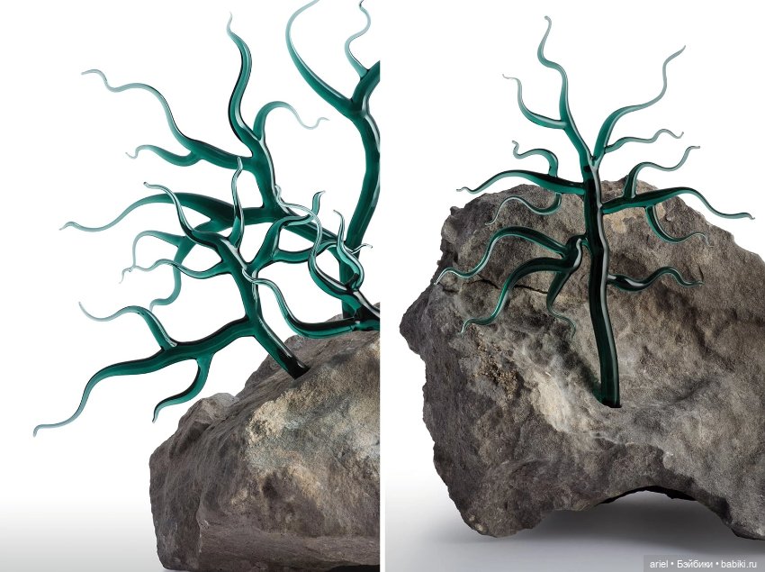 Сочетание грубых камней и изящного стекла в скульптурах Элены Флёри-Рохо (Elena Fleury-Rojo) (фото 7)