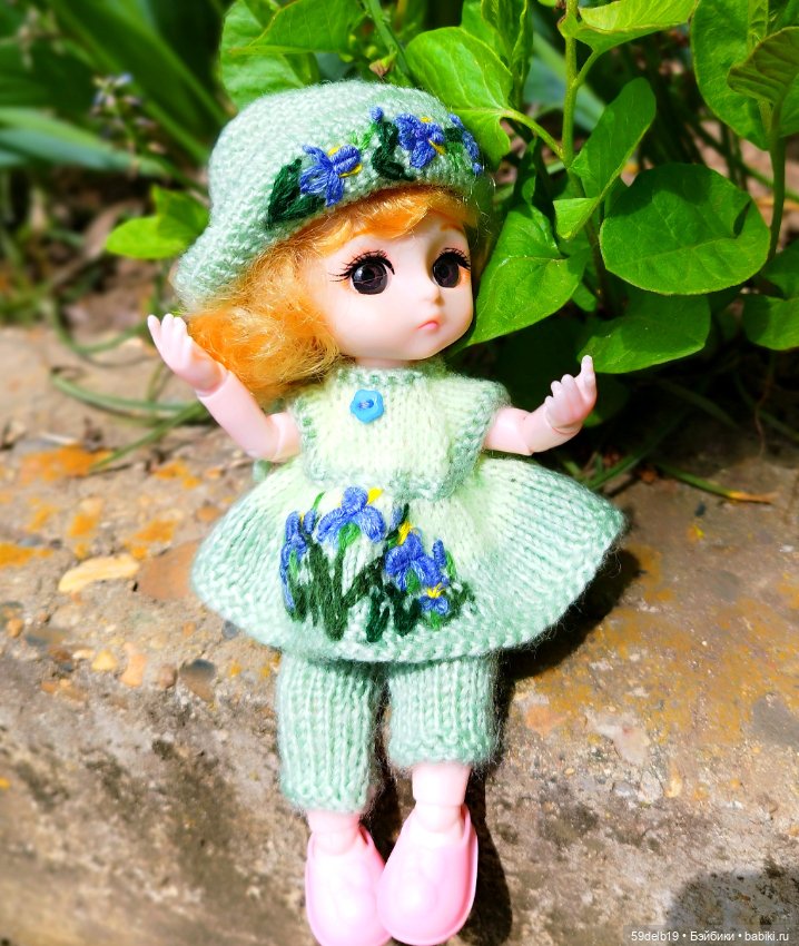 Тея и голубые ирисы на клумбе (фото 5)