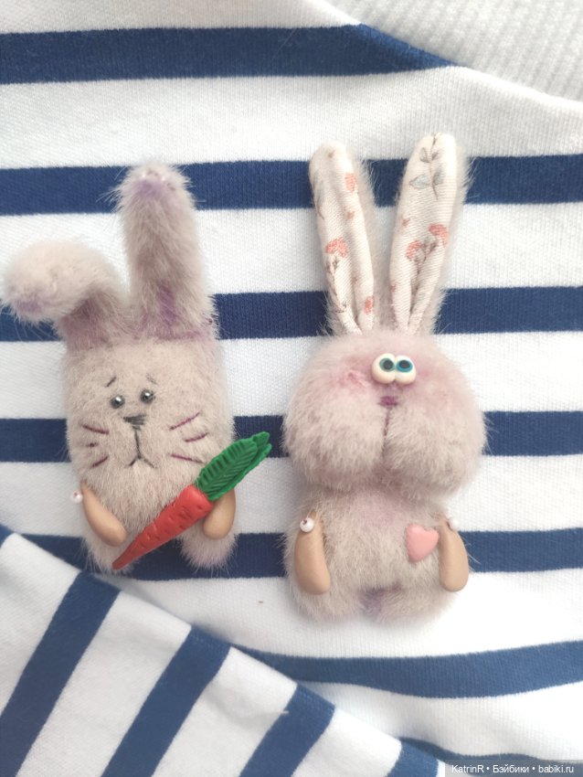 Чудные зверики. Брошки — Игрушки в смешанной технике (мех и глина): Арт