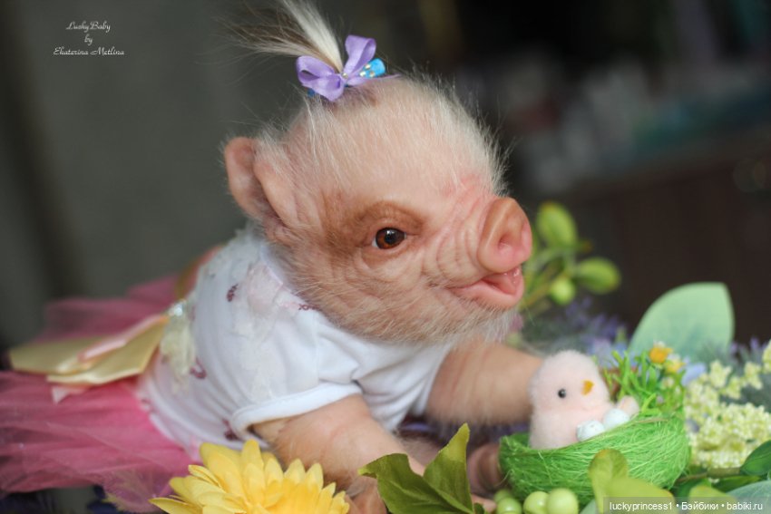 Маленький Пасхальный зайчик. Свинка реборн из молда Fawn