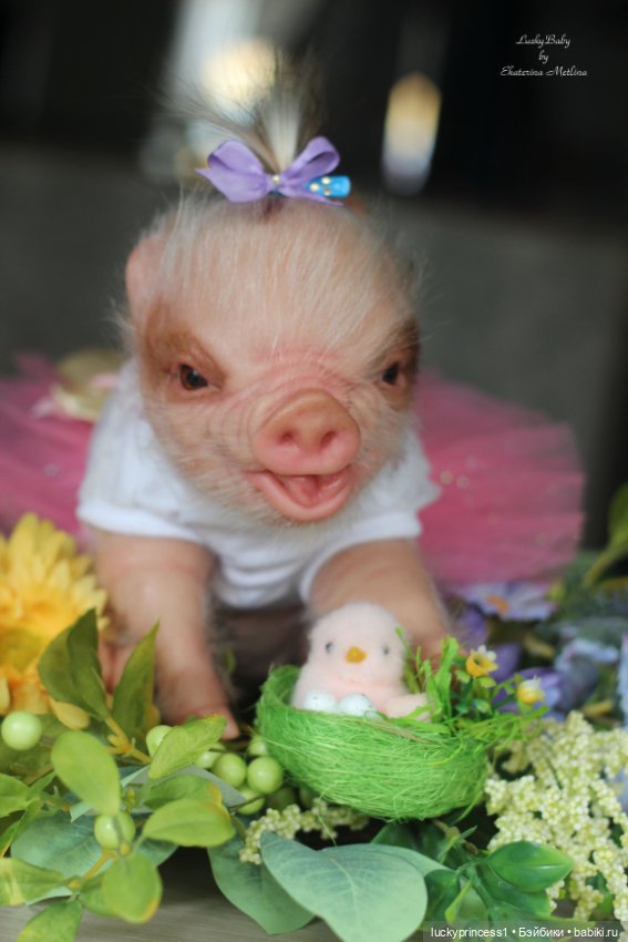 Маленький Пасхальный зайчик. Свинка реборн из молда Fawn