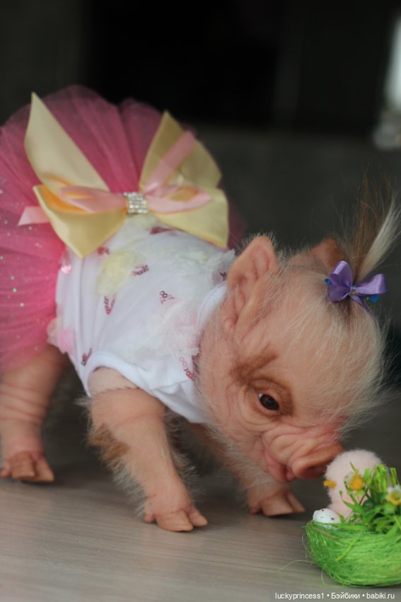 Маленький Пасхальный зайчик. Свинка реборн из молда Fawn