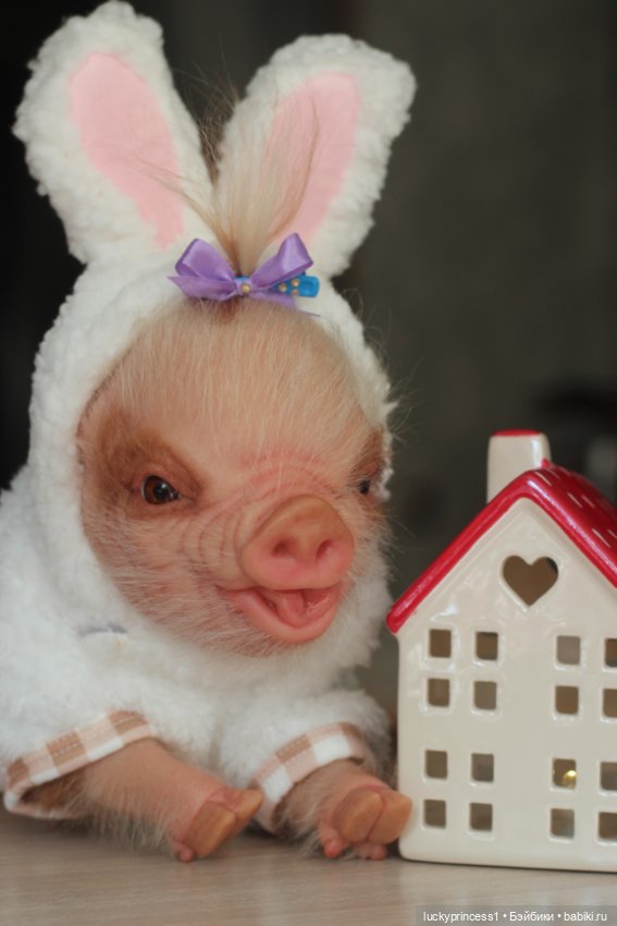 Маленький Пасхальный зайчик. Свинка реборн из молда Fawn (фото 2)