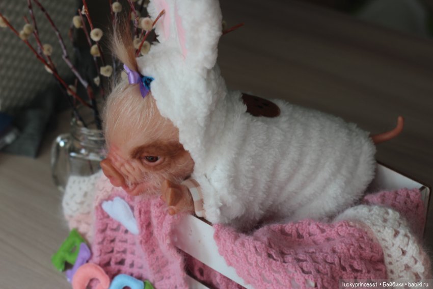 Маленький Пасхальный зайчик. Свинка реборн из молда Fawn